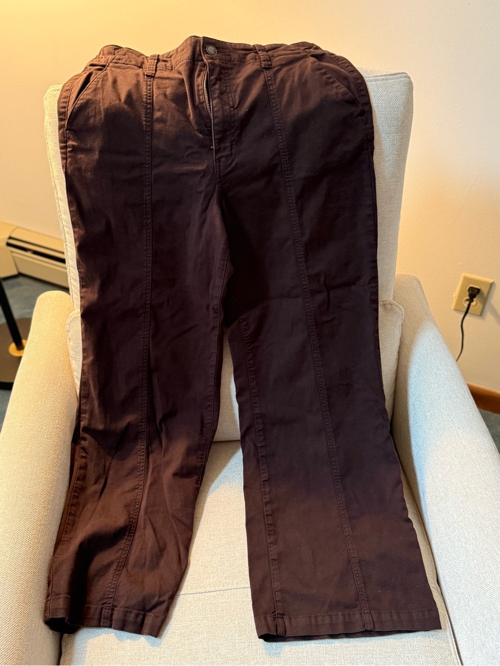 Women’s Brown Straight-Leg Cotton Pants